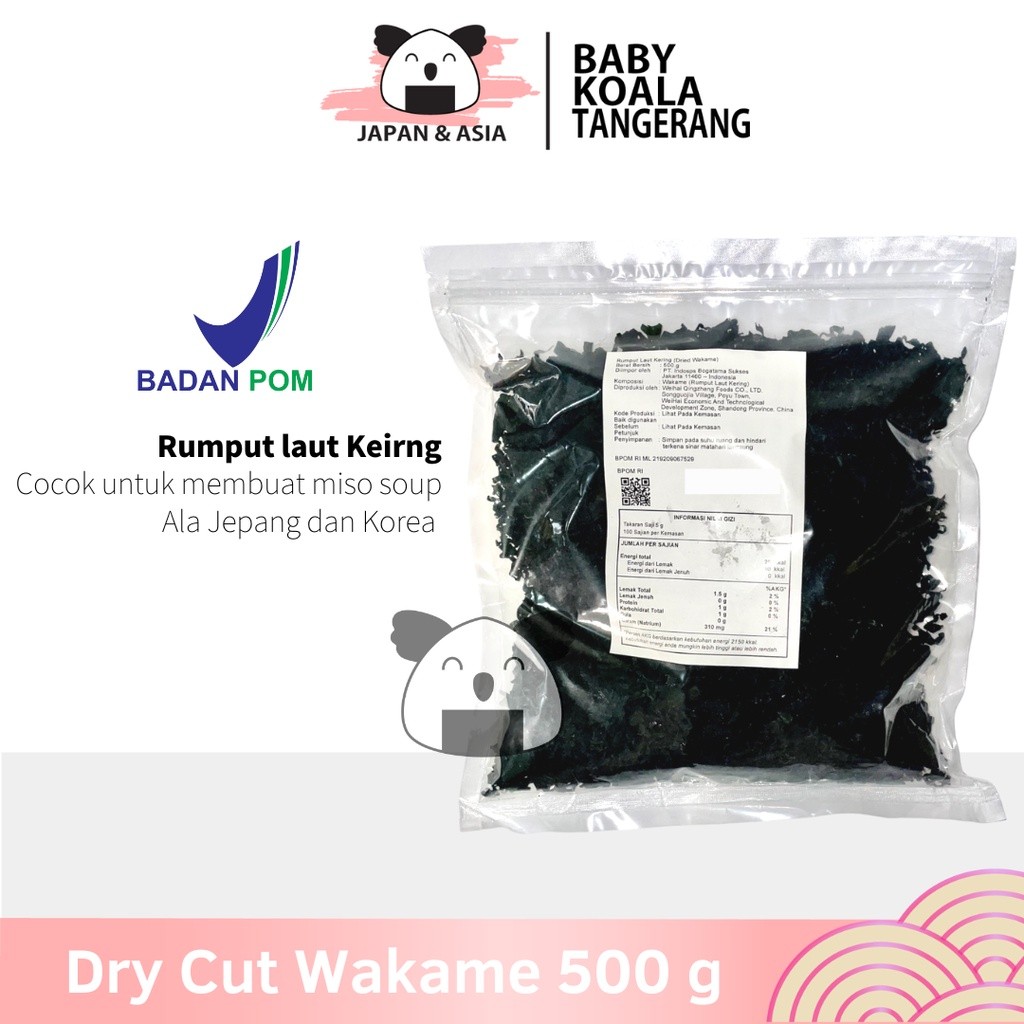 

DRY WAKAME Rumput Laut Kering 500 g │ Dried Cut Wakame Import for Miso Sup Ramen Udon – BKT