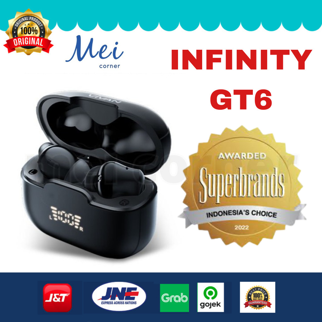 VIVAN Infinity GT6 TWS Adaptive ANC 4Mics ENC Battery Display Dual EQ (MC)