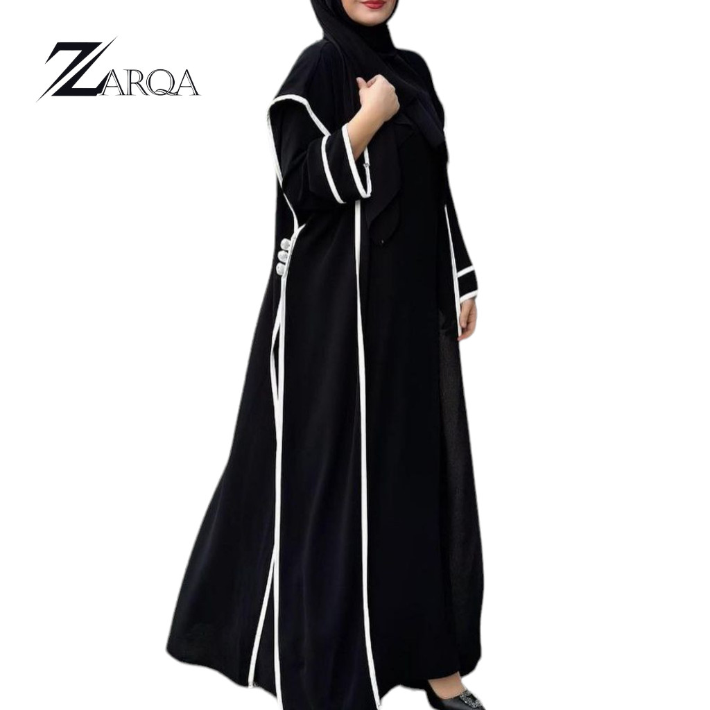 FLASH SALE SRA-Maura Abaya Hitam Putih Turkey Abaya Set 2 in 1 (outer + dress terpisah) Remaja Gamis