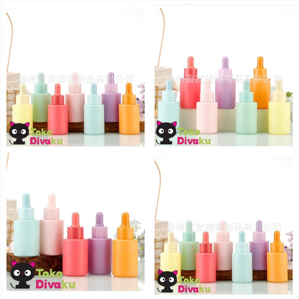 TOKODIVAKU TAC094 BOTOL PIPET KACA WARNA PASTEL BOTOL KACA SERUM SKINCARE