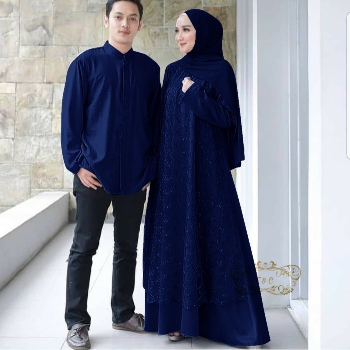 Couple Megumi navy size XL baju pasangan brukat cantik murah Meg at