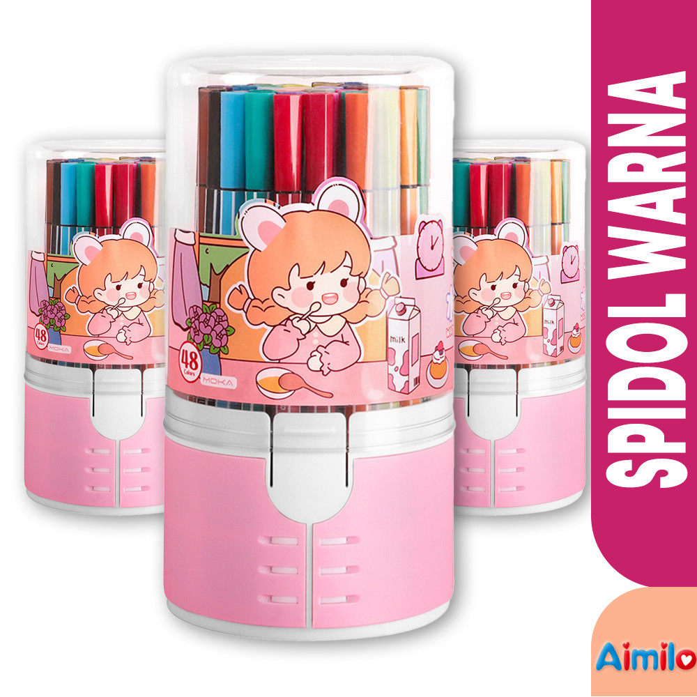 

Aimilo - Spidol Warna Warni 1 Set Hexagonal Watercolor Marker Pen Isi 12/24 Warna - Set Spidol Mewarnai Anak Lengkap
