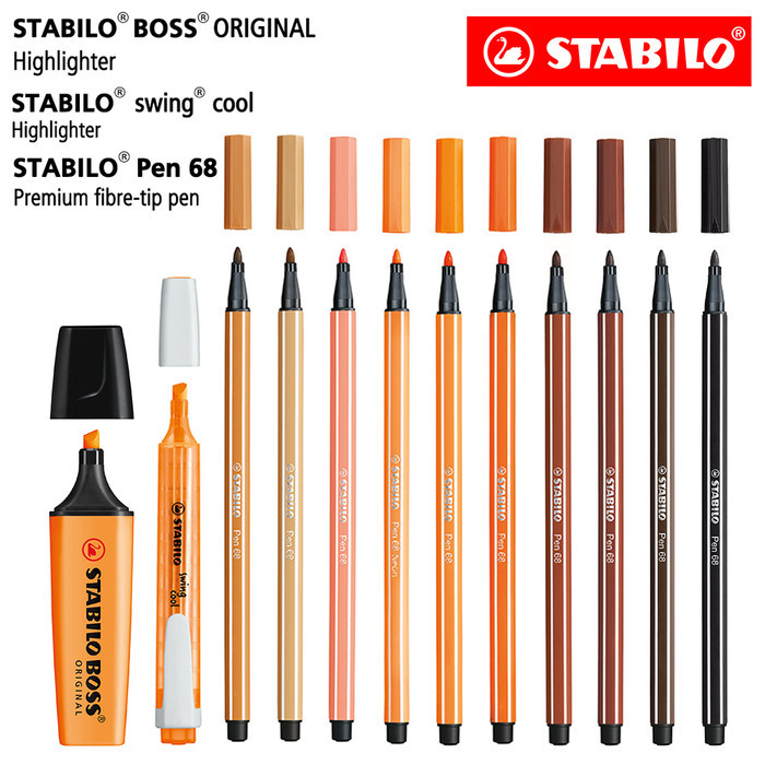 

MURAH MERIAH STABILO Set 12 - Brown Orange Shades - BOSS Swing Cool Pen 68