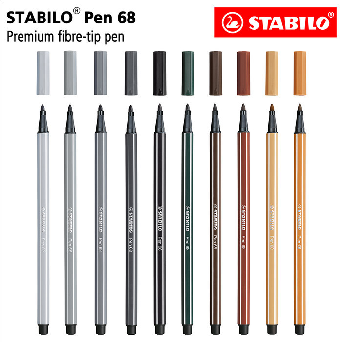 

MURAH MERIAH STABILO Set 10 - Pen 68 Brown Black Green / Hitam Abu Cokelat
