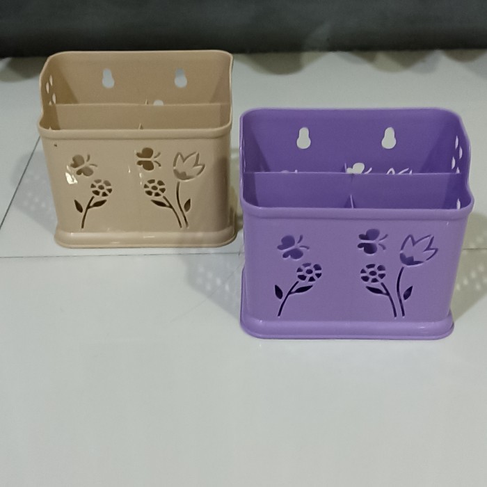 ACEH.NJB 119397 Tempat Sendok Sekat 4 Meja/Gantung Plastik - Ungu