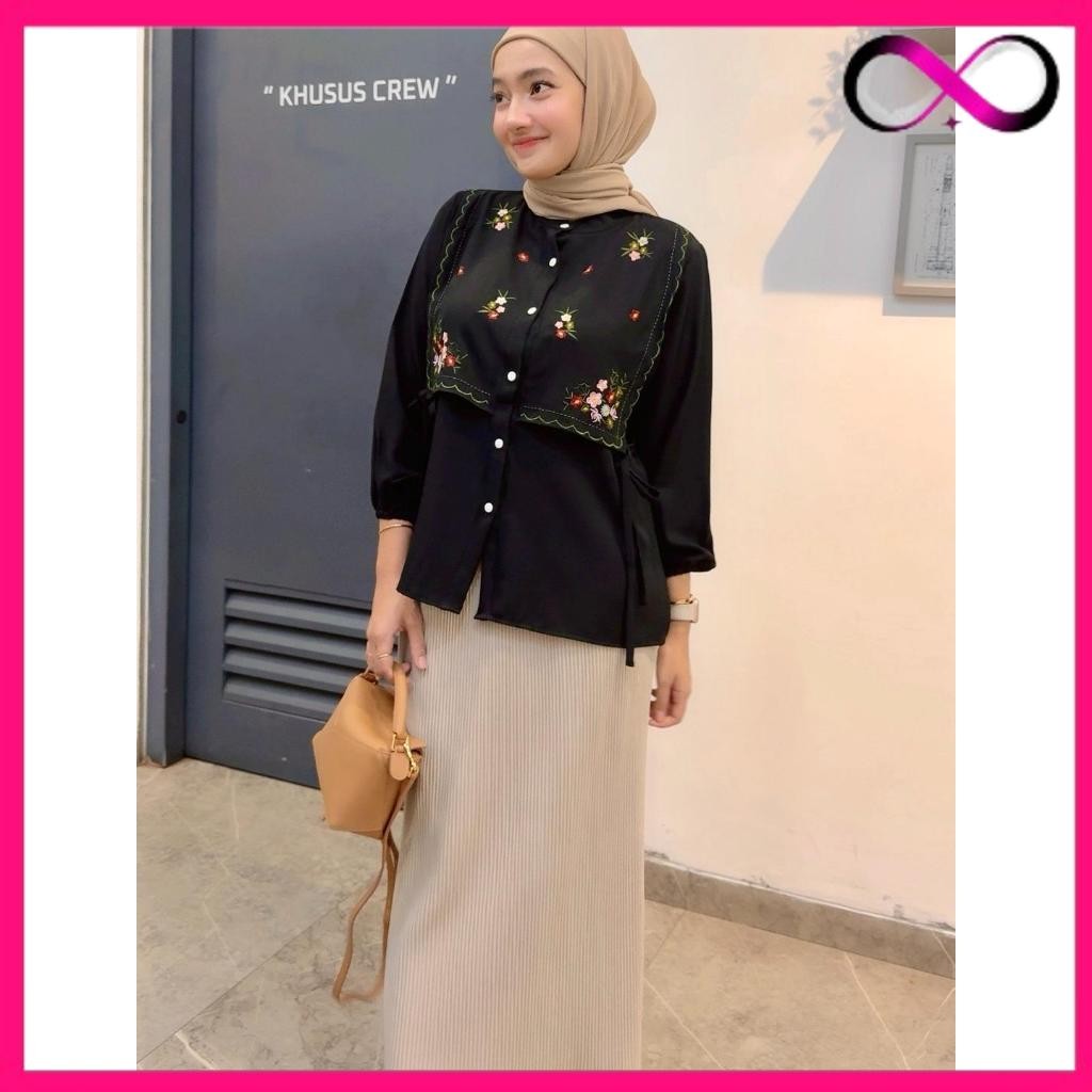 [MURAH IMPORT] Warna Warni Brand Olivia Blouse Kemeja Wanita Bahan Shakila Polos Rompi Bordir