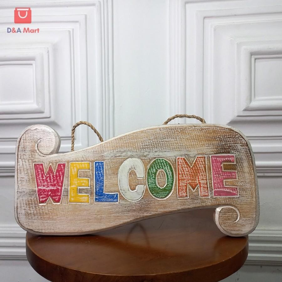 Hiasan Dinding Gantungan Selamat Datang Welcome Papan Kayu Home Decor
