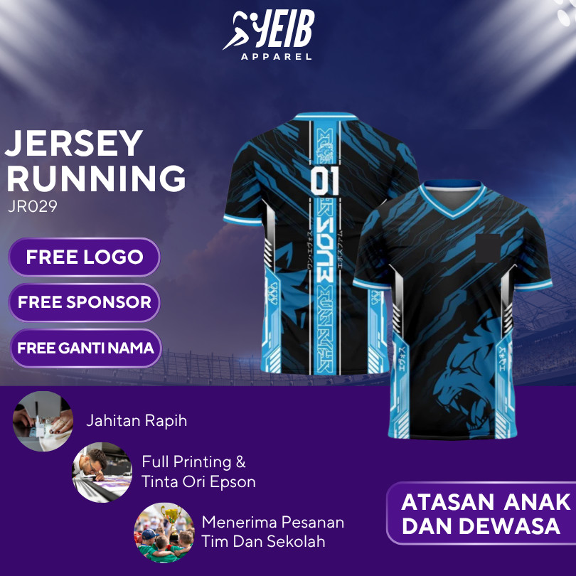 RUNNING JERSEY JR029 JERSEY RUNNING EVENT JERSEY LARI FULL PRINTING JERSEY BOLA CUSTOM NAMA