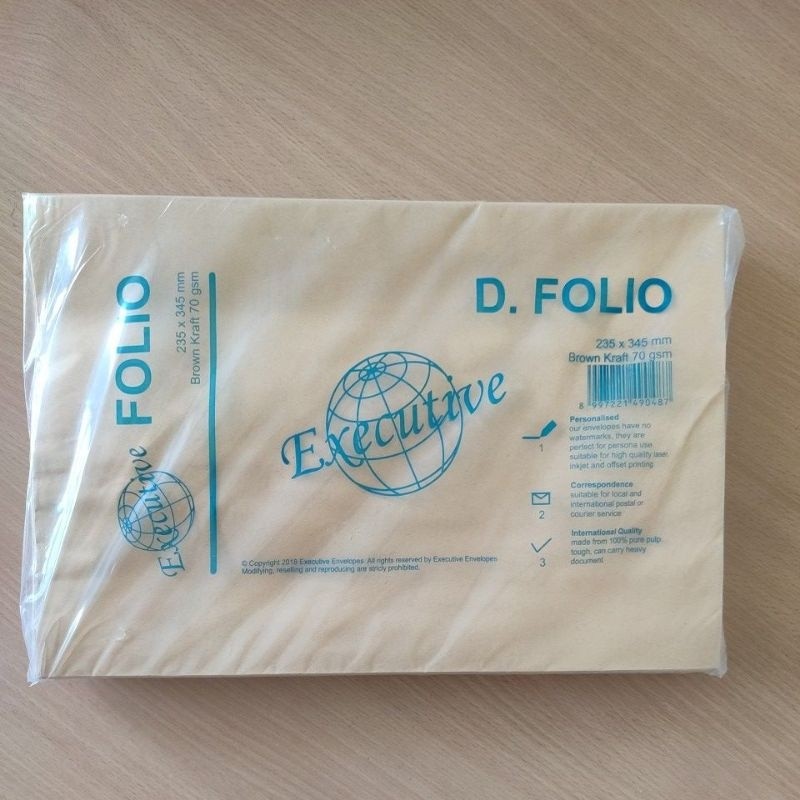 

(1 Pack isi 100 Amplop) Amplop Coklat Samson D Folio F-4 Executive Merk Random