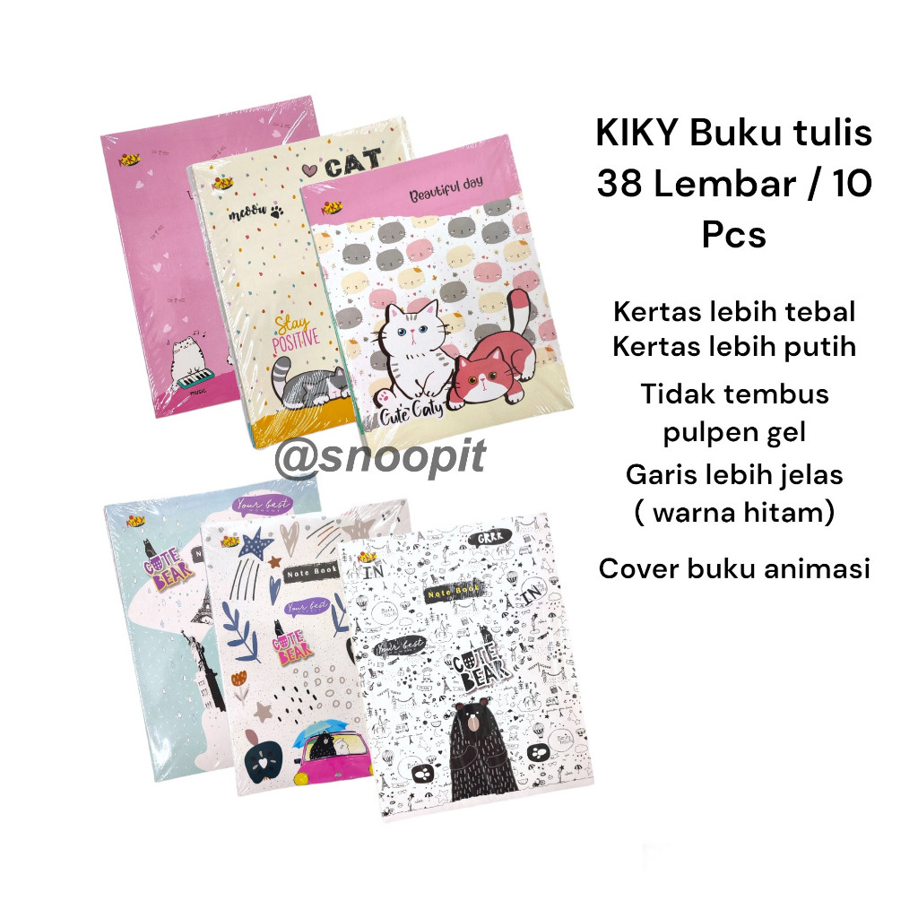 

Buku Tulis KIKY 38 Lembar POLOS Motif Cover Random - 1 pak ( 10 pcs ) - SHSNP