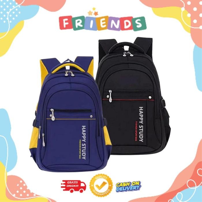 TERLARIS Tas Ransel Punggung Sekolah untuk Anak / Remaja SD / SMP / SMA (HY) Model Polos Fashion tas