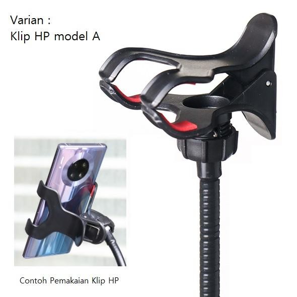 DIKAR Tripod HP Holder Klip Handphone 2 Mtr Flexible Leher Tekuk Rotari 360 - Klip Hp Model A