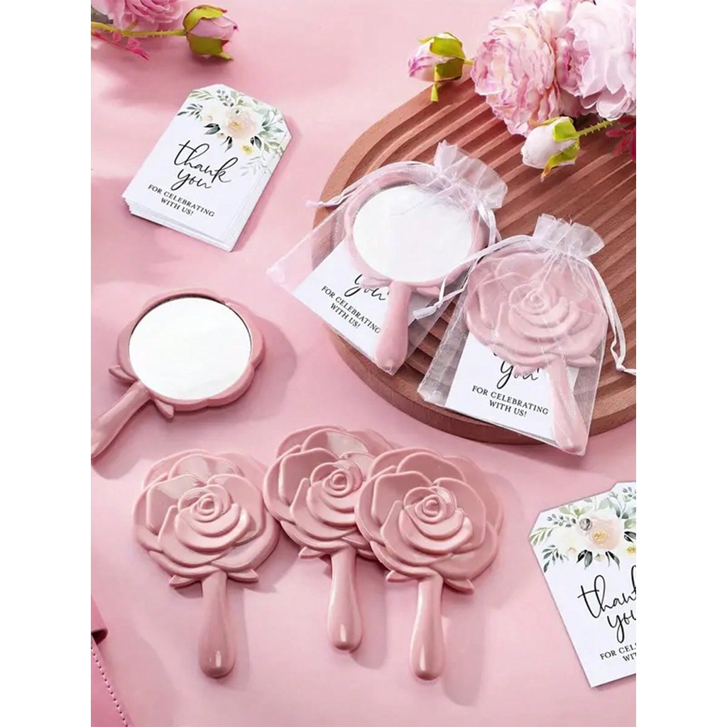 

2/4/6 set, Rose Design Mirror Bride Thank You Card Party Gift Bridesmaid gift for guests bridal party supplies