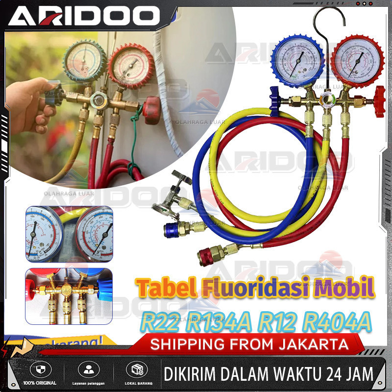 1 Set Alat Pengisian Freon Kulkas Brass Double Manifold Multi One Cool Pengisian Freon Ac Mobil Ac K