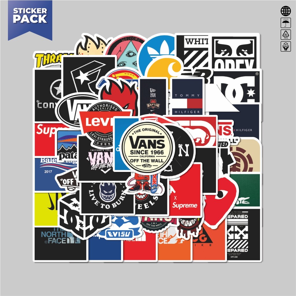 

[100PCS]Stiker Pack Stiker Random Mix Logo Brand Versi 1 Aesthetic Vinyl Anti Air Dekorasi Sticker Laptop Buku Journal Koper Helm Casing HP Gitar Helm Skateboard