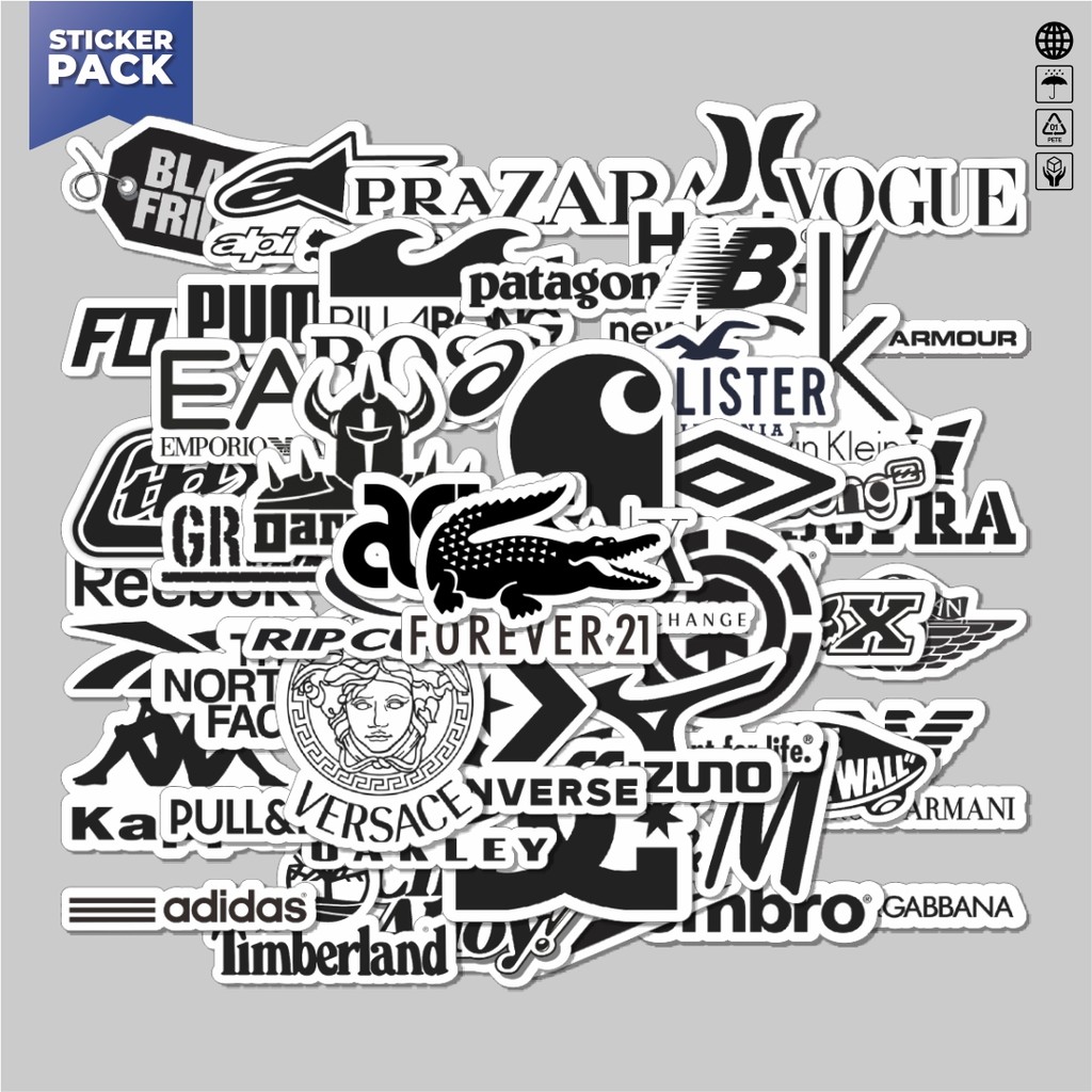

[100PCS]Stiker Pack Stiker Random Logo Brand Black & White Versi 3 Aesthetic Vinyl Anti Air Dekorasi Sticker Laptop Buku Journal Koper Helm Casing HP Gitar Helm Skateboard