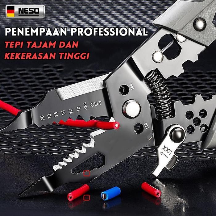 

Neso German tools Tang Kupa Kabel Wire Stripper Dekrustasi Pengupas Kawat Multi Alat Tang Alat Perbaikan Kawat Multifungsi Pemotong Pengupas Kabel Listrik NT-71 - 7.5inch(21in1) Sale