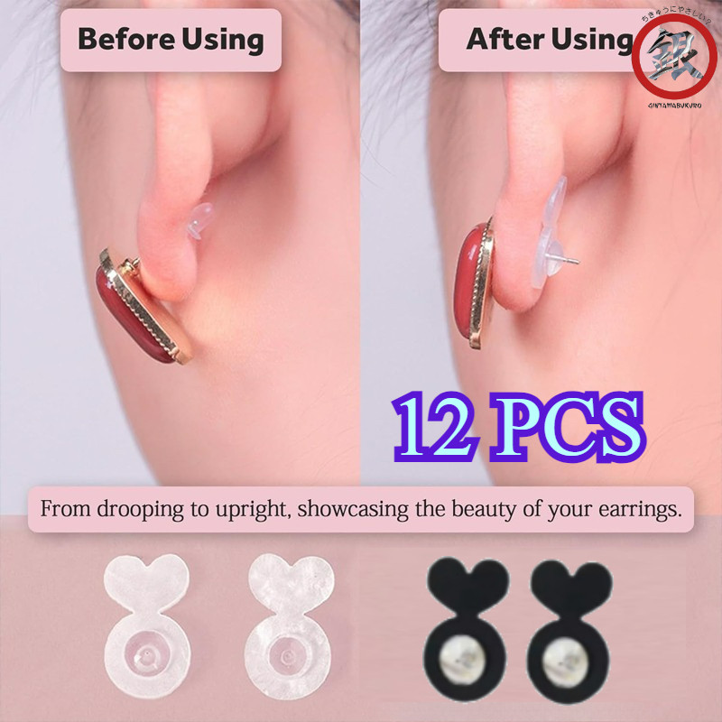 12PCS Penutup Bantalan Anting Tusuk Bauh Premium Pantat Anting Silikon Pantat Anting Silikon Premium