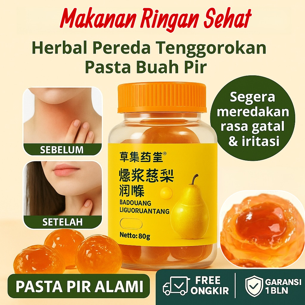 

⭐Beli 1 Gratis 1⭐No Brewing✅Sirup Pir 20% Alami/Permen Jelly Tenggorokan Sehat/Throat Lung Soft Candy/Permen Karet Tenggorokan Pasta Pir/Permen Jelly Anti Iritasi Tenggorokan Sirup Buah Pir/Jelly Tenggorokan Sehat