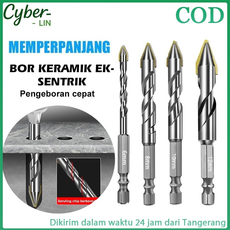 Mata Bor Keramik/Mata Bor Ubin Heksagonal Silang Mata Bor Eksentrik/Mata Bor Karbida Tungsten Untuk 