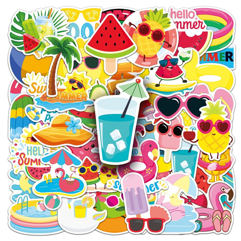 

10/30/50PCS Funny Summer Graffiti Sticker Little fresh Beach Decal For Laptop Phone Guitar Skateboard Waterproof Sticker Kid Toy
