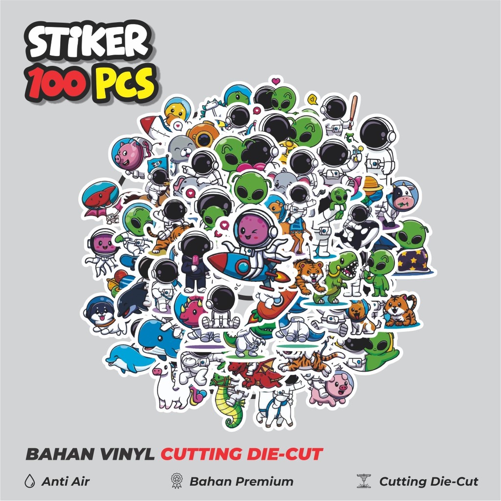 

Terbaru! 50 pcs Stiker Astronot V6 Dekorasi Lucu Kreatif untuk Notebook, Skateboard, HP