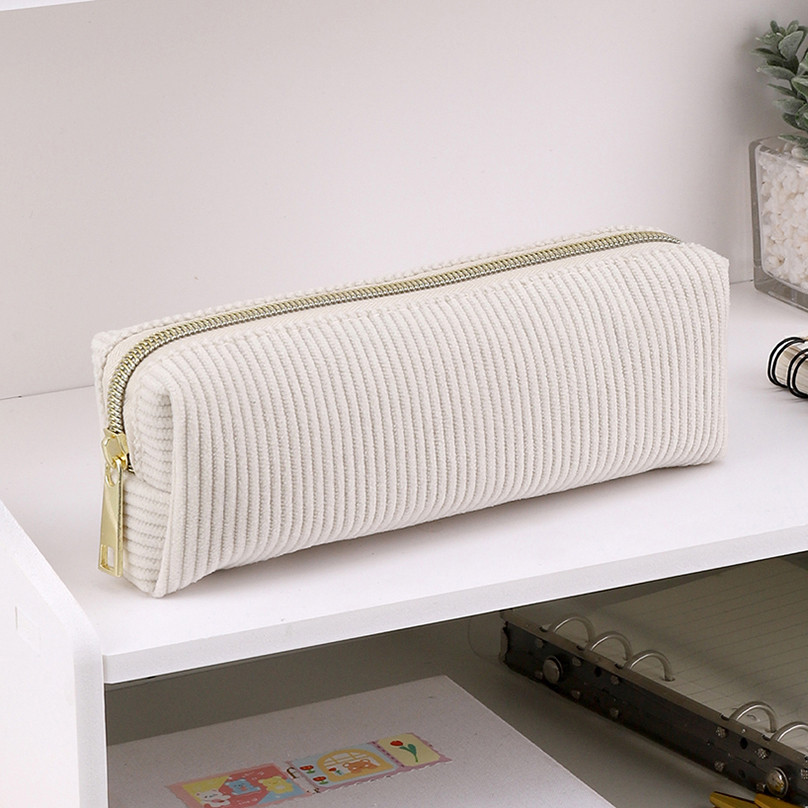 

Corduroy Pencil Case Trousse School Supplies Large Capacity Soft Solid Color Kalemlik Pen Case Estuche Escolar Pencil Pouch
