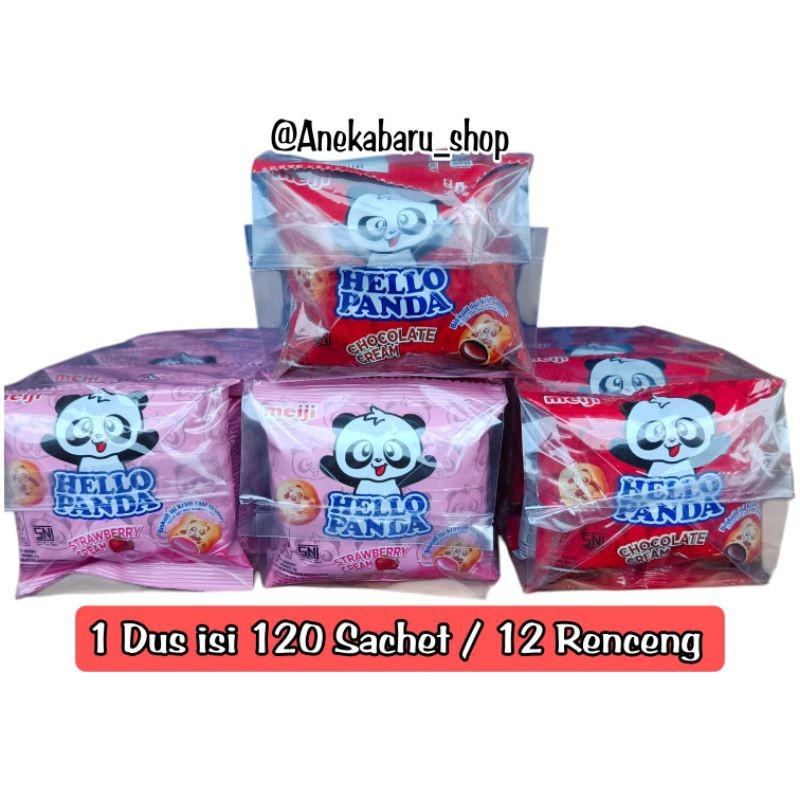 

( 1 DUS / 120 SACHET ) Meiji Hello Panda Chocholate Cream/Strawberry Cream