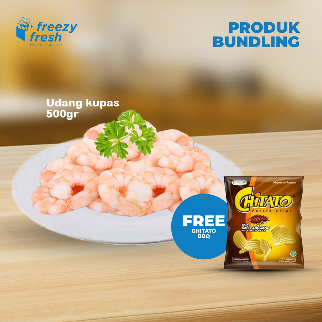 

Udang Kupas (Peeled Shrimp) 500 Gram FREE Chitato BBQ
