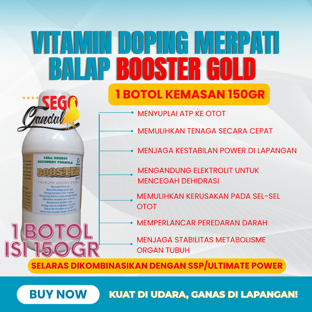 Aristol Vitamin Doping Merpati Balap Booster Gold 1 botol kemasan 150gr