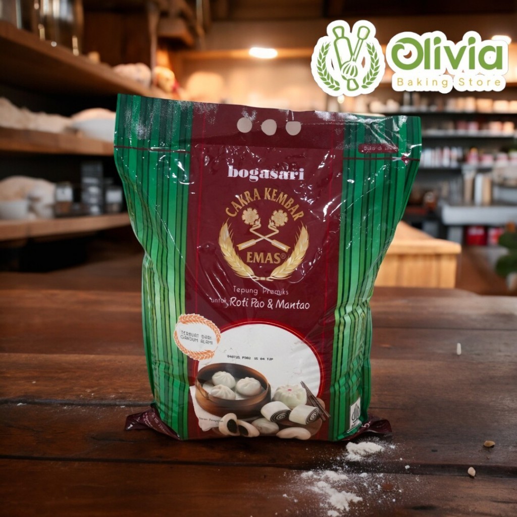 

Tepung Cakra kembar Emas Roti Pao dan Mantao 5 Kg / Terigu Bogasari