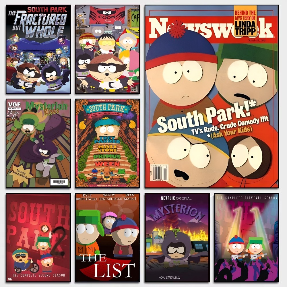 S-South Cartoon Park  Whitepaper Poster Fancy Wall Sticker for Living Room Bar Decoration Decor Art 