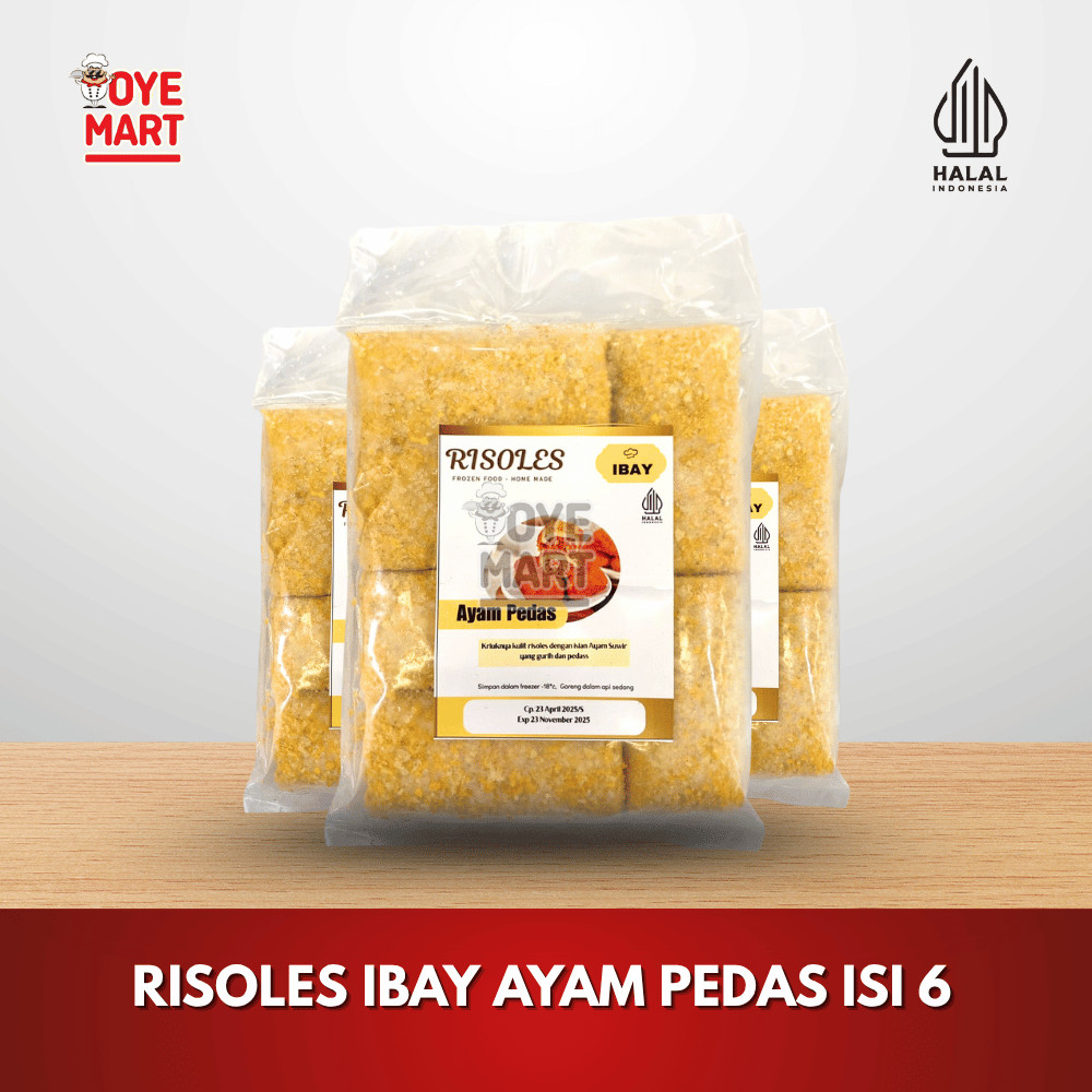 

RISOLES IBAY AYAM PEDAS ISI 6/AYAM SUIR PEDAS/FROZEN FOOD