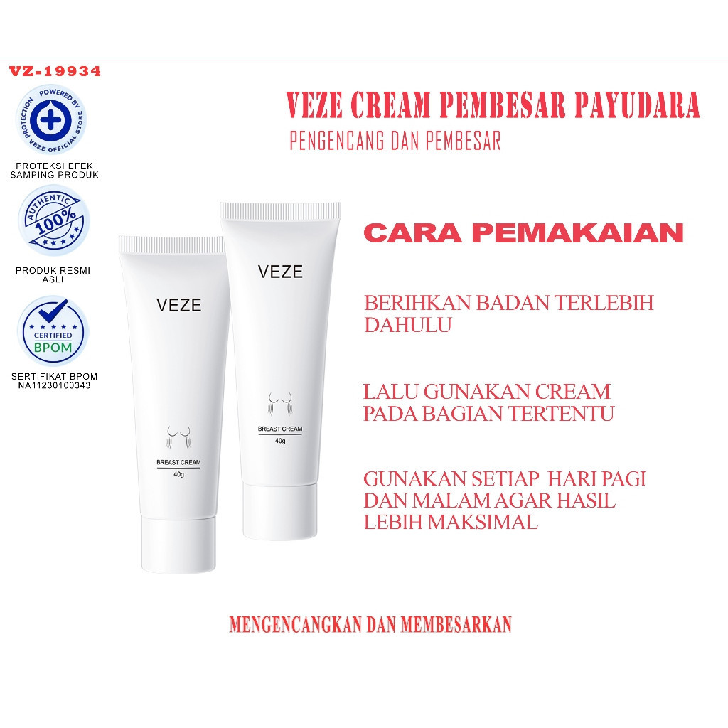 [BPOM ] Veze Bust Cream Breast Krim Pembesar Pengencang Payudara 40g