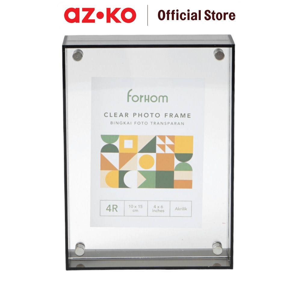 AZKO Forhom 4r Bingkai Foto Meja Transparan Rhy23120603-1 - Hitam Pigura Aesthetic Frame Tempat Foto