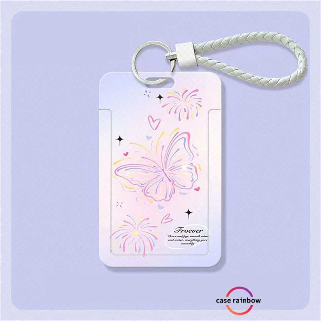 

Case Rainbow ID Card Holder Motif Kupu Kupu Merah Muda Biru Yang Bergaya Korea | Tempat Pelindung Kartu Nama Photocard Sekolah Kantor Photocard Photo Card