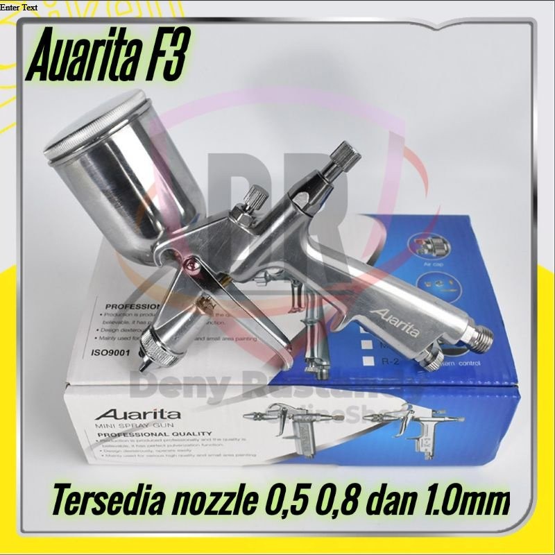 CA75FD Spray Gun Auarita F3 Original 3 varian Nozzle 0.5 0.8 dan 1.0 mm