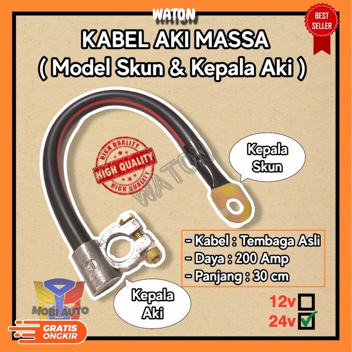 (AM) Kabel Aki Massa Model Kepala Aki Dan Skun Untuk Truk dan Fuso 24 Volt