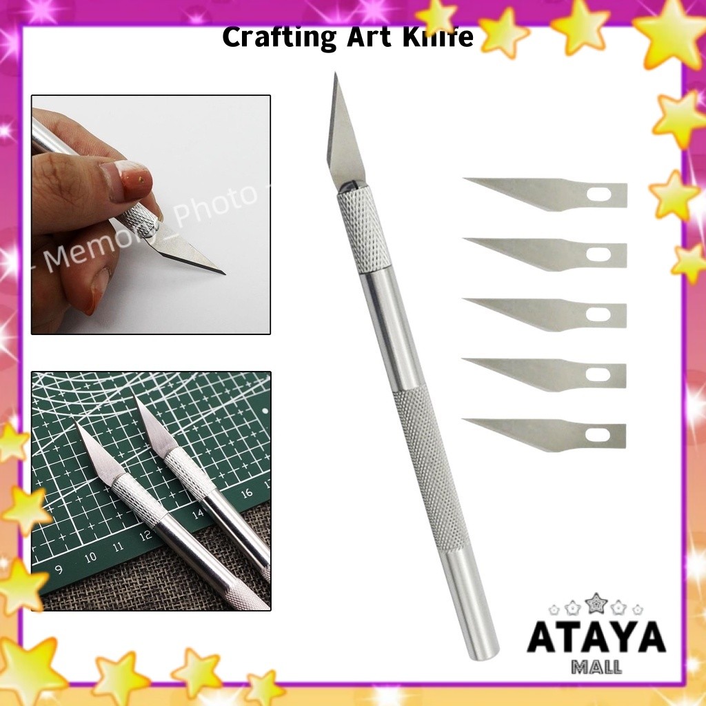 

6pcs/set Hobby knife art pen knife (total 6pcs mata pisau) / 5pcs Refill only/ 1pc hobby knife pisau ukir + 1 mata pisau