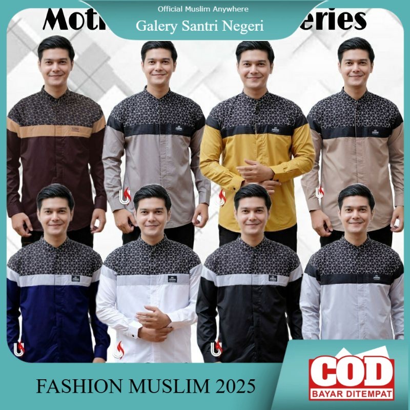 Baju Koko Muslim Pria Lengan Panjang Kombinasi Batik Motif Senopati Atasan Muslim Pria Terbaru Kemej