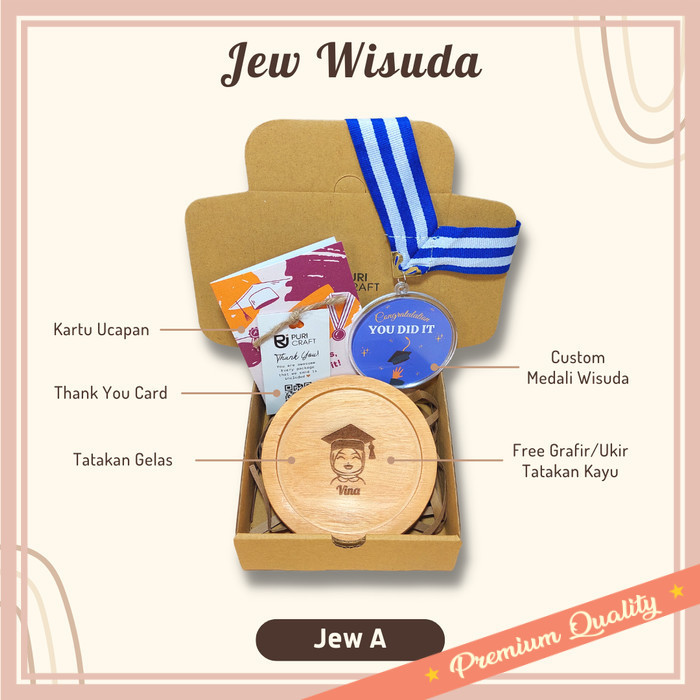 

Hampers buat pacar teman sahabat bestie unik lucu keren kekinian / JEW WISUDA Series FREE UKIR Kado Wisuda Hampers Graduation Gelas Kayu - Jew A, Sesuai Template