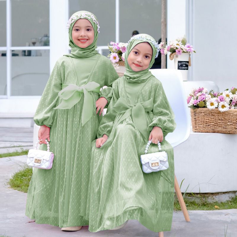 Gamis Anak Perempuan Model KEYRA Untuk Usia 3-14 Tahun
//Busana muslim anak terbaru 2025 sage green 