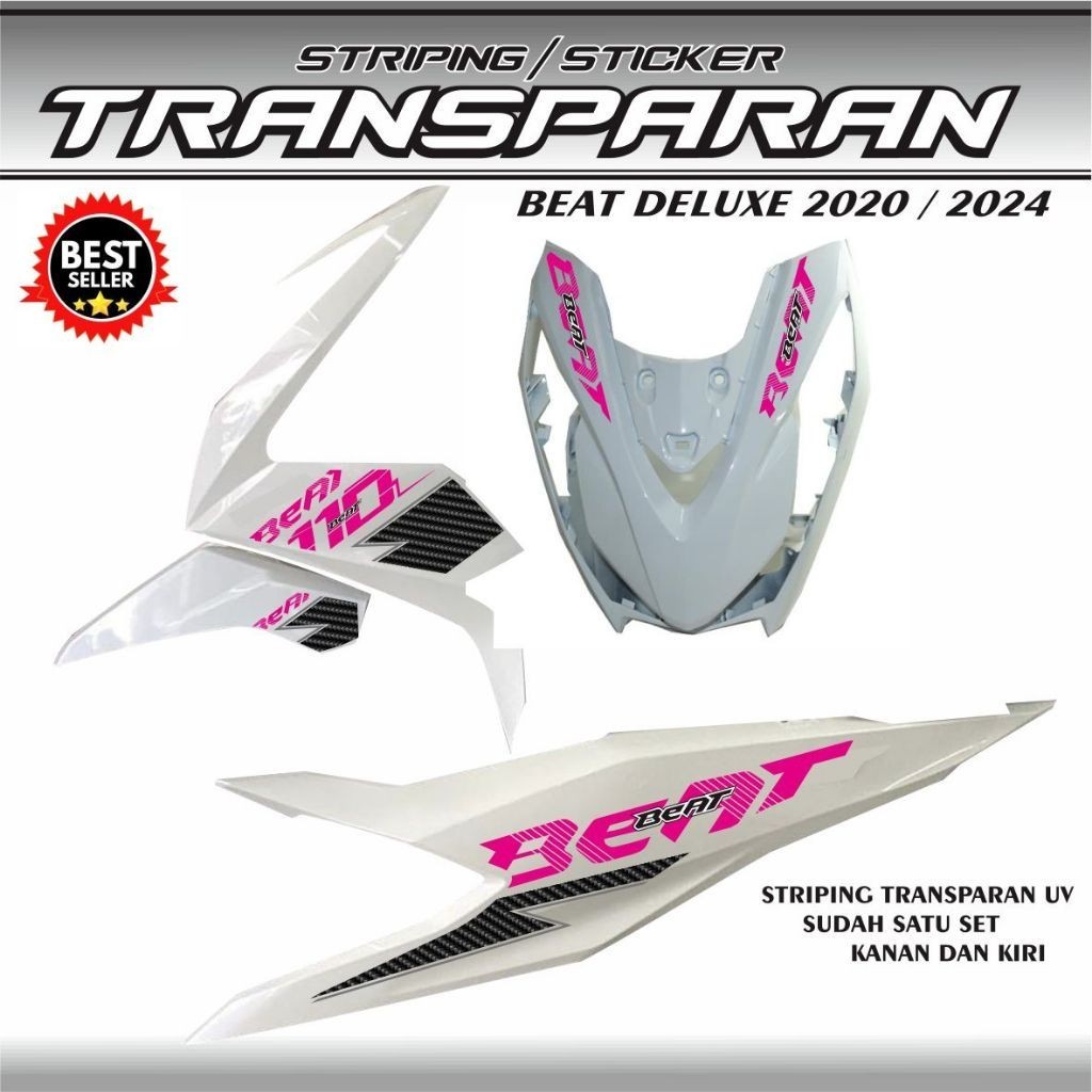 STIKER TERLARIS STIKER TRANSPARAN ORIGINAL STRIPING TRANSPARAN UV BEAT DELUXE 2020 2024  / STIKER MO