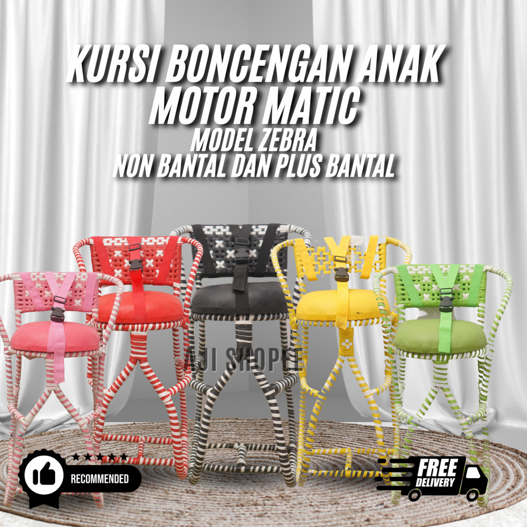 Boncengan Anak Motor Matic Usia 1-5 Tahun Full Anyaman Rotan Sintetis Dilengkapi Bantal & Sabuk Peng