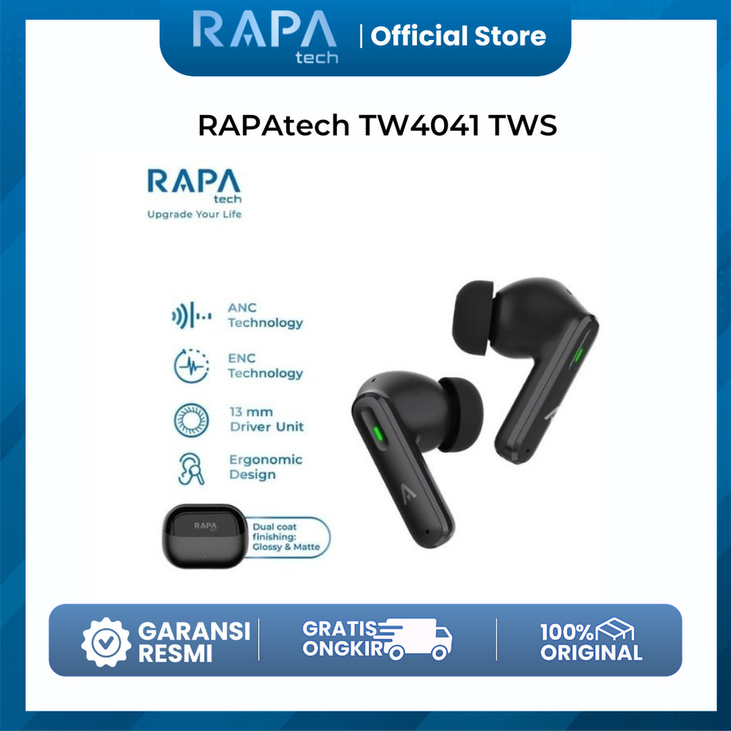 RAPAtech TW4041 TWS Hi-Bass Audio Headset Bluetooth RAPA