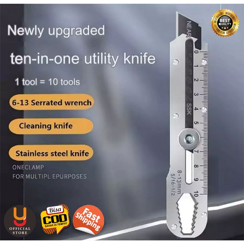 

Pisau Cutter Stainless Besi 9in1 Cutter Stainless Pemotong Kertas Tajam Anti Karat Serbaguna