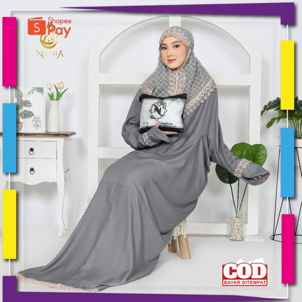 [PREMIUM ORIGINAL] NAFHA - Mukena Terusan Dewasa Katun Sakila Twill Premium Tanpa Karet Dahi