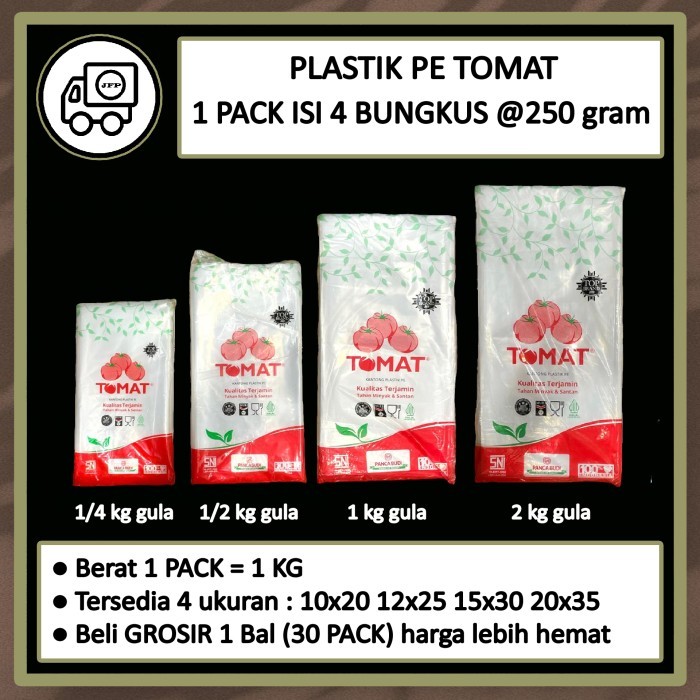 

Plastik PE Tomat 1/4 KG 1/2 KG 1 KG 2 KG 10x20 12x25 15x30 20x35 - 1/4 kg (10x20)