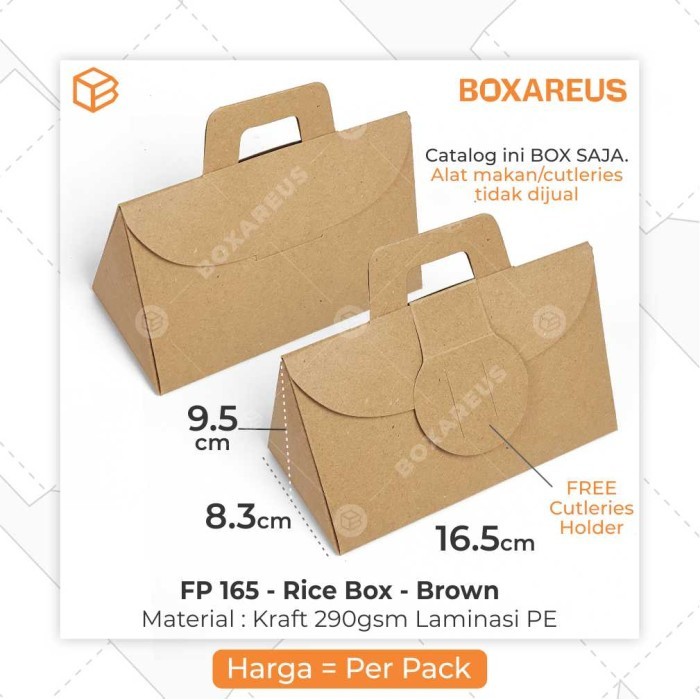 

Bungkus Nasi Rice Pack Lunch Box Kertas Kemasan Makanan | FP 165 - BROWN