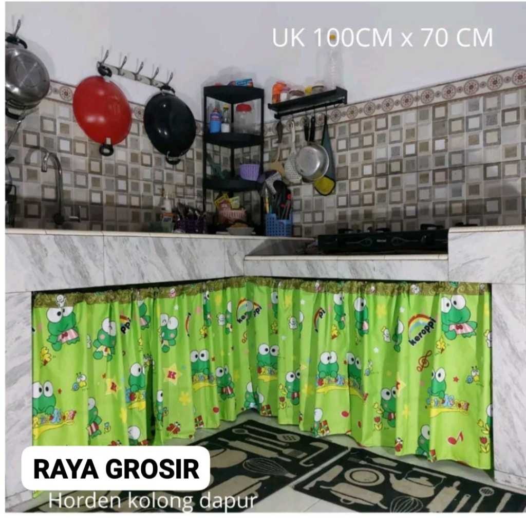 Hordeng Kolong Dapur Bunga / Gorden Kolong Meja Bunga